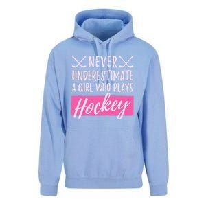 Never Underestimate A Who Plays Ice Hockey Hockey Cool Gift Unisex Surf Hoodie