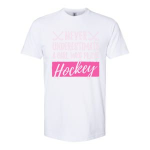 Never Underestimate A Who Plays Ice Hockey Hockey Cool Gift Softstyle CVC T-Shirt