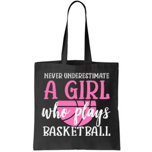 Never Underestimate A Girl Who Plays Basketball Girl Power Tote Bag