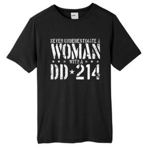 Never Underestimate A Woman With A Dd214 Alumni Tall Fusion ChromaSoft Performance T-Shirt