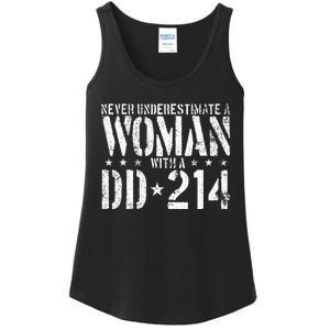 Never Underestimate A Woman With A Dd214 Alumni Ladies Essential Tank