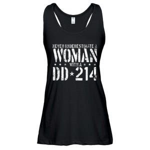 Never Underestimate A Woman With A Dd214 Alumni Ladies Essential Flowy Tank