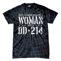 Never Underestimate A Woman With A Dd214 Alumni Tie-Dye T-Shirt