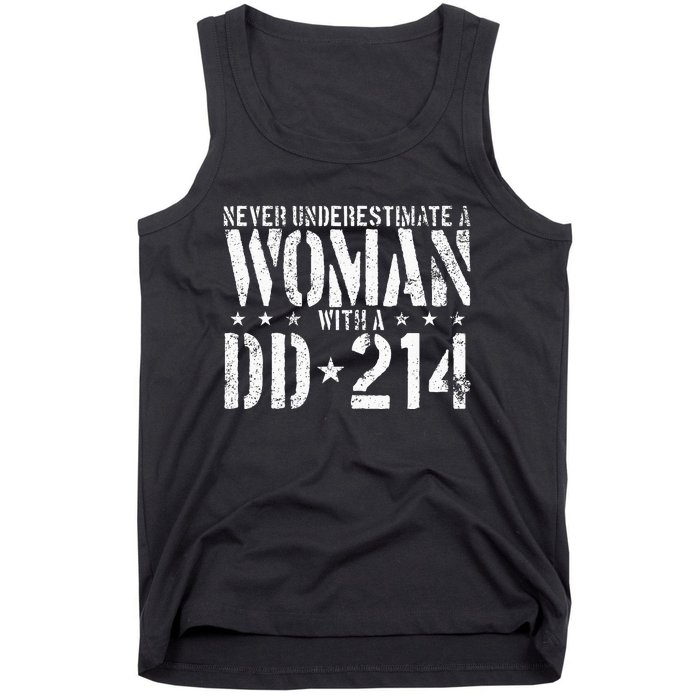 Never Underestimate A Woman With A Dd214 Alumni Tank Top