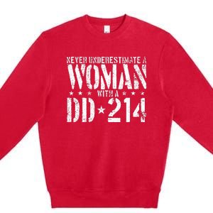 Never Underestimate A Woman With A Dd214 Alumni Premium Crewneck Sweatshirt