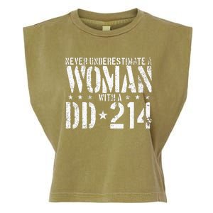 Never Underestimate A Woman With A Dd214 Alumni Garment-Dyed Women's Muscle Tee