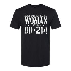 Never Underestimate A Woman With A Dd214 Alumni Softstyle CVC T-Shirt