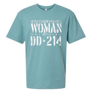 Never Underestimate A Woman With A Dd214 Alumni Sueded Cloud Jersey T-Shirt