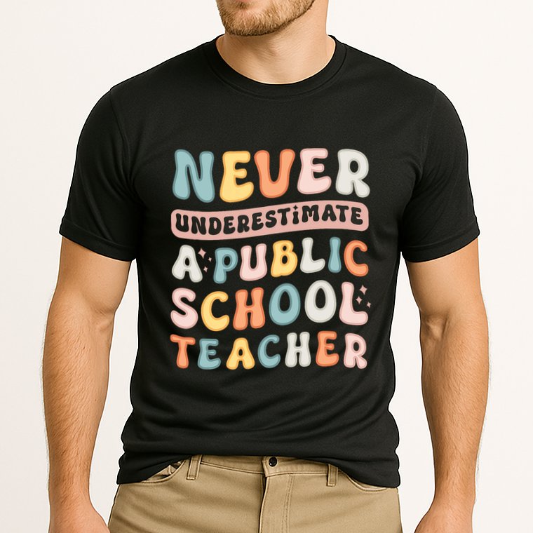 Never Underestimate A Public School Teacher Cooling Performance Crew T-Shirt