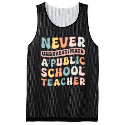 Never Underestimate A Public School Teacher Mesh Reversible Basketball Jersey Tank