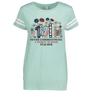 Never Underestimate A Public School Teacher Enza Ladies Jersey Football T-Shirt