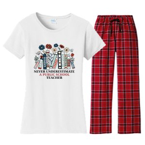 Never Underestimate A Public School Teacher Women's Flannel Pajama Set