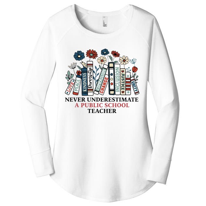 Never Underestimate A Public School Teacher Women's Perfect Tri Tunic Long Sleeve Shirt