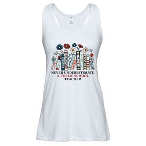 Never Underestimate A Public School Teacher Ladies Essential Flowy Tank