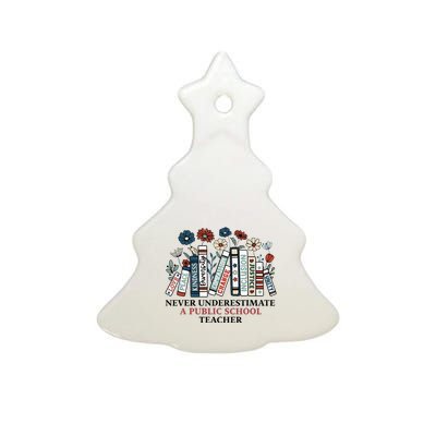 Never Underestimate A Public School Teacher Ceramic Tree Ornament