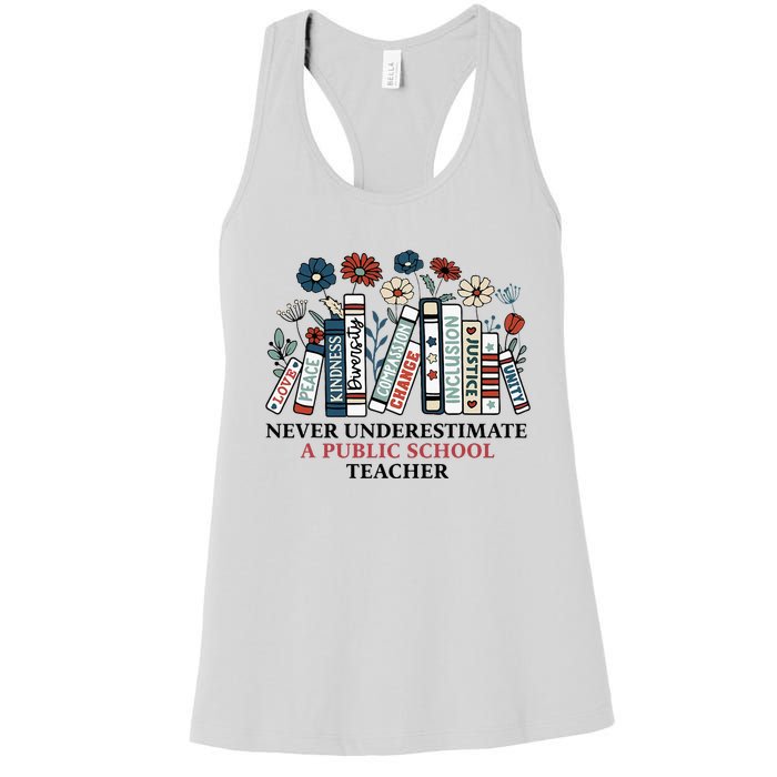 Never Underestimate A Public School Teacher Women's Racerback Tank