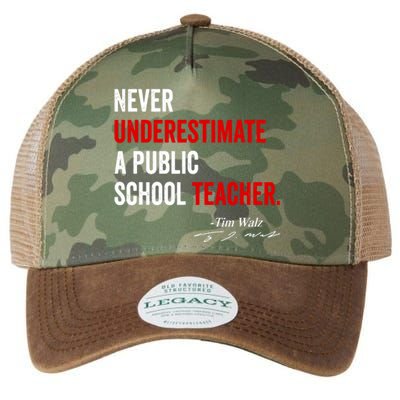 Never Underestimate A Public School Teacher Coach Quote Legacy Tie Dye Trucker Hat