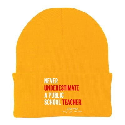 Never Underestimate A Public School Teacher Coach Quote Knit Cap Winter Beanie