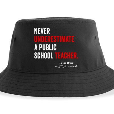 Never Underestimate A Public School Teacher Coach Quote Sustainable Bucket Hat