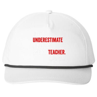 Never Underestimate A Public School Teacher Coach Quote Snapback Five-Panel Rope Hat