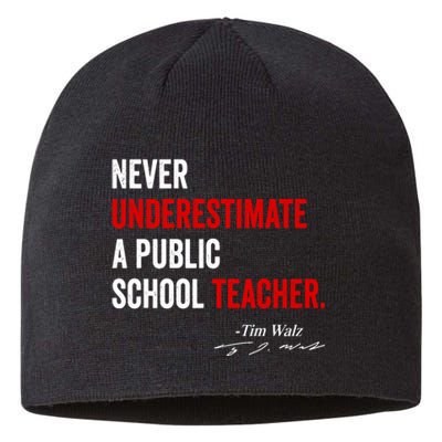 Never Underestimate A Public School Teacher Coach Quote Sustainable Beanie