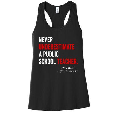 Never Underestimate A Public School Teacher Coach Quote Women's Racerback Tank