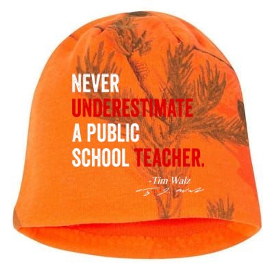 Never Underestimate A Public School Teacher Coach Quote Kati - Camo Knit Beanie