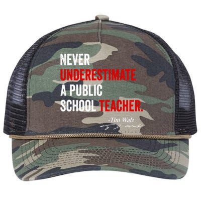 Never Underestimate A Public School Teacher Coach Quote Retro Rope Trucker Hat Cap