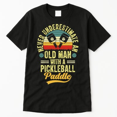 Never Underestimate An Old Man With A Pickleball Paddle Tall T-Shirt