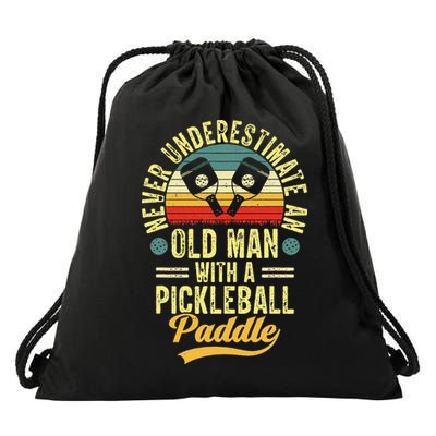 Never Underestimate An Old Man With A Pickleball Paddle Drawstring Bag
