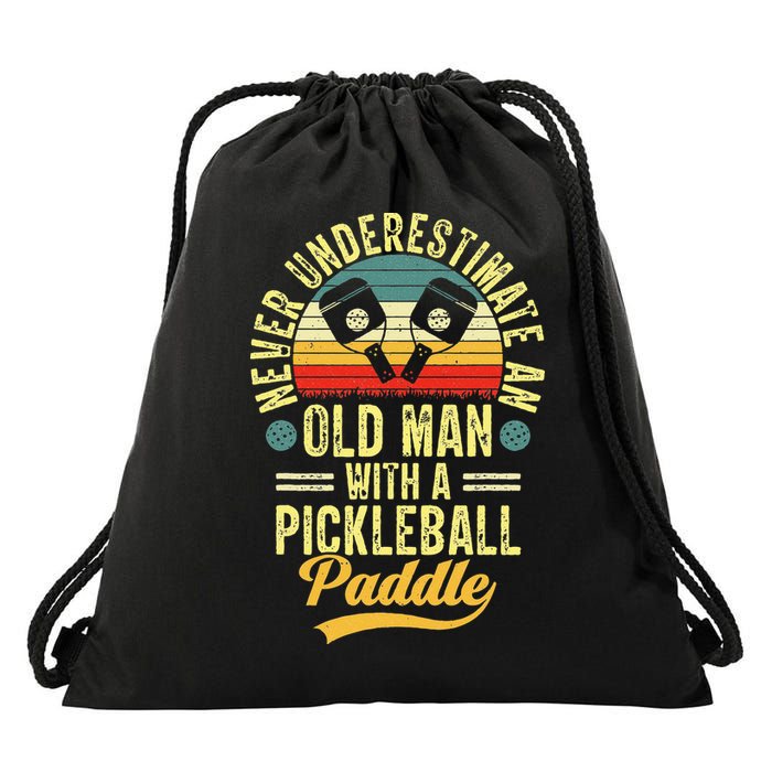 Never Underestimate An Old Man With A Pickleball Paddle Drawstring Bag