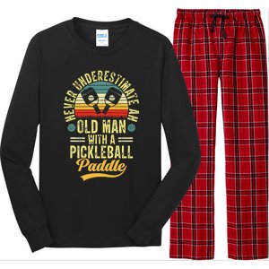 Never Underestimate An Old Man With A Pickleball Paddle Long Sleeve Pajama Set