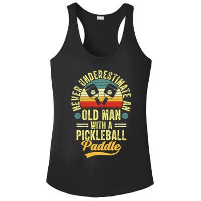 Never Underestimate An Old Man With A Pickleball Paddle Ladies PosiCharge Competitor Racerback Tank