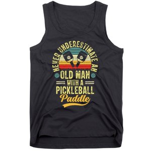 Never Underestimate An Old Man With A Pickleball Paddle Tank Top