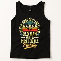 Never Underestimate An Old Man With A Pickleball Paddle Tank Top