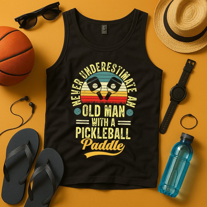 Never Underestimate An Old Man With A Pickleball Paddle Tank Top