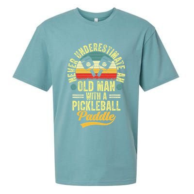 Never Underestimate An Old Man With A Pickleball Paddle Sueded Cloud Jersey T-Shirt