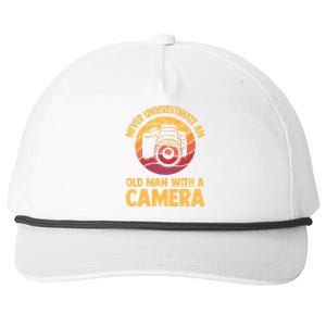 Never Underestimate An Old Man With A Camera Photography Snapback Five-Panel Rope Hat