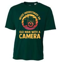 Never Underestimate An Old Man With A Camera Photography Cooling Performance Crew T-Shirt