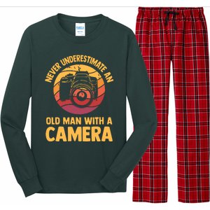 Never Underestimate An Old Man With A Camera Photography Long Sleeve Pajama Set