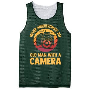 Never Underestimate An Old Man With A Camera Photography Mesh Reversible Basketball Jersey Tank