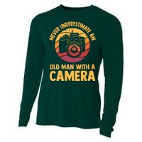 Never Underestimate An Old Man With A Camera Photography Cooling Performance Long Sleeve Crew