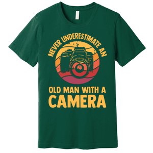 Never Underestimate An Old Man With A Camera Photography Premium T-Shirt