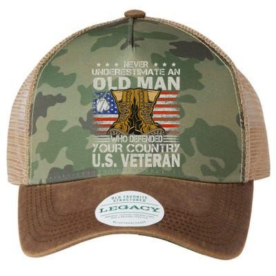 Never Underestimate An Old Man Who Defended Your Country Us Veteran Legacy Tie Dye Trucker Hat