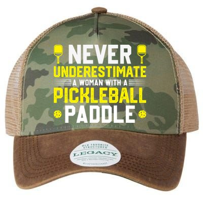 Never Underestimate A Woman With A Pickleball Paddle Legacy Tie Dye Trucker Hat
