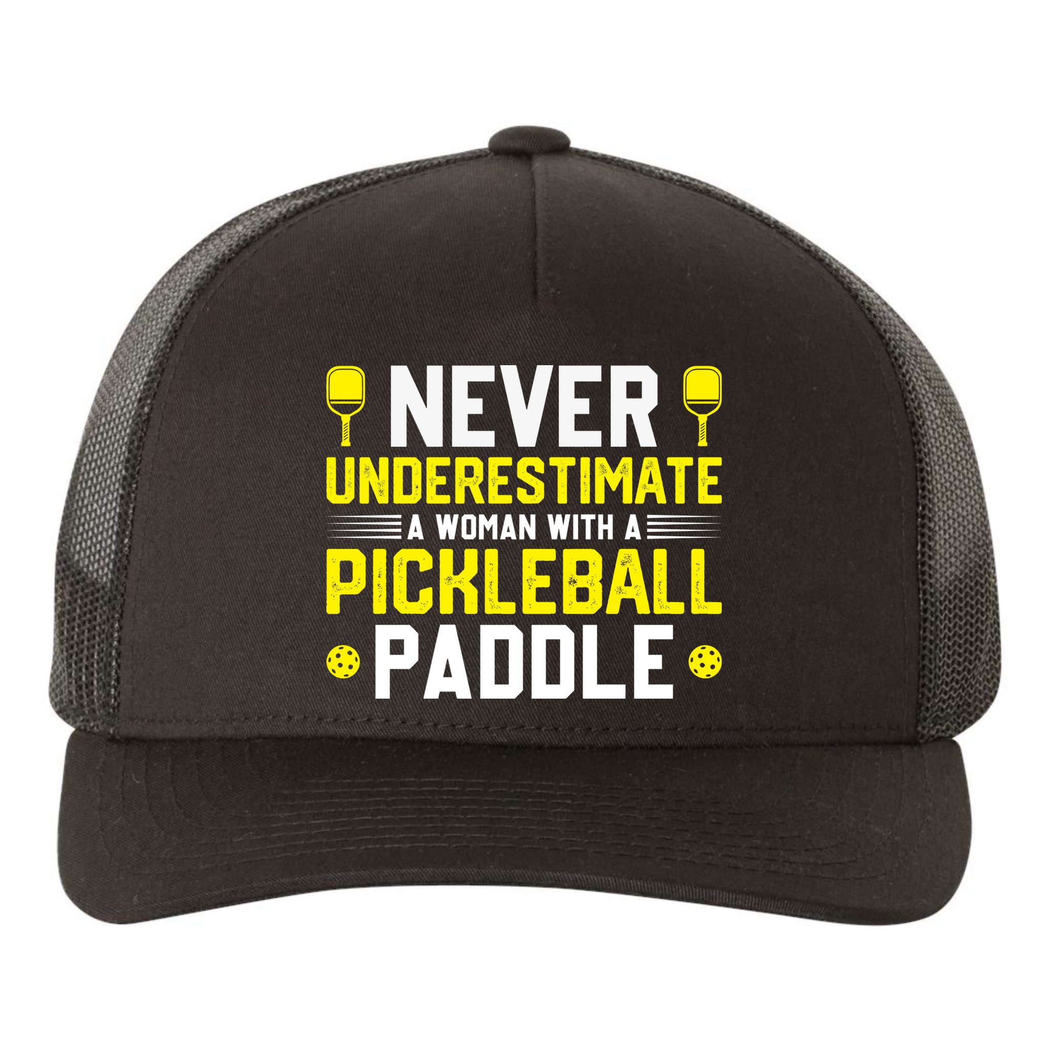 Never Underestimate A Woman With A Pickleball Paddle Yupoong Adult 5-Panel Trucker Hat