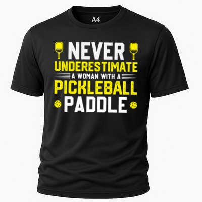 Never Underestimate A Woman With A Pickleball Paddle Performance Shirt