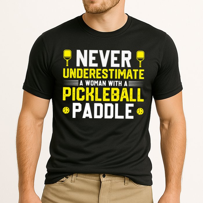 Never Underestimate A Woman With A Pickleball Paddle Cooling Performance Crew T-Shirt