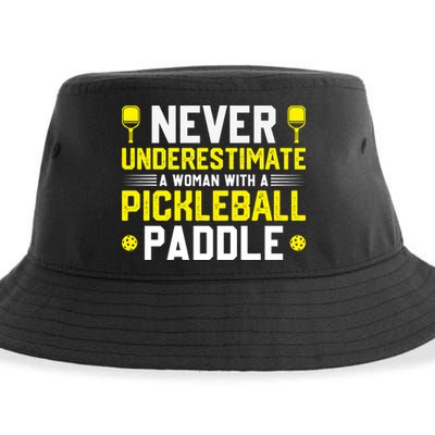 Never Underestimate A Woman With A Pickleball Paddle Sustainable Bucket Hat