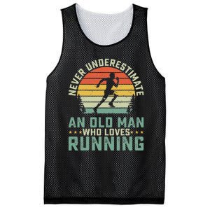 Never Underestimate An Old Man Who Loves Running Runner Mesh Reversible Basketball Jersey Tank